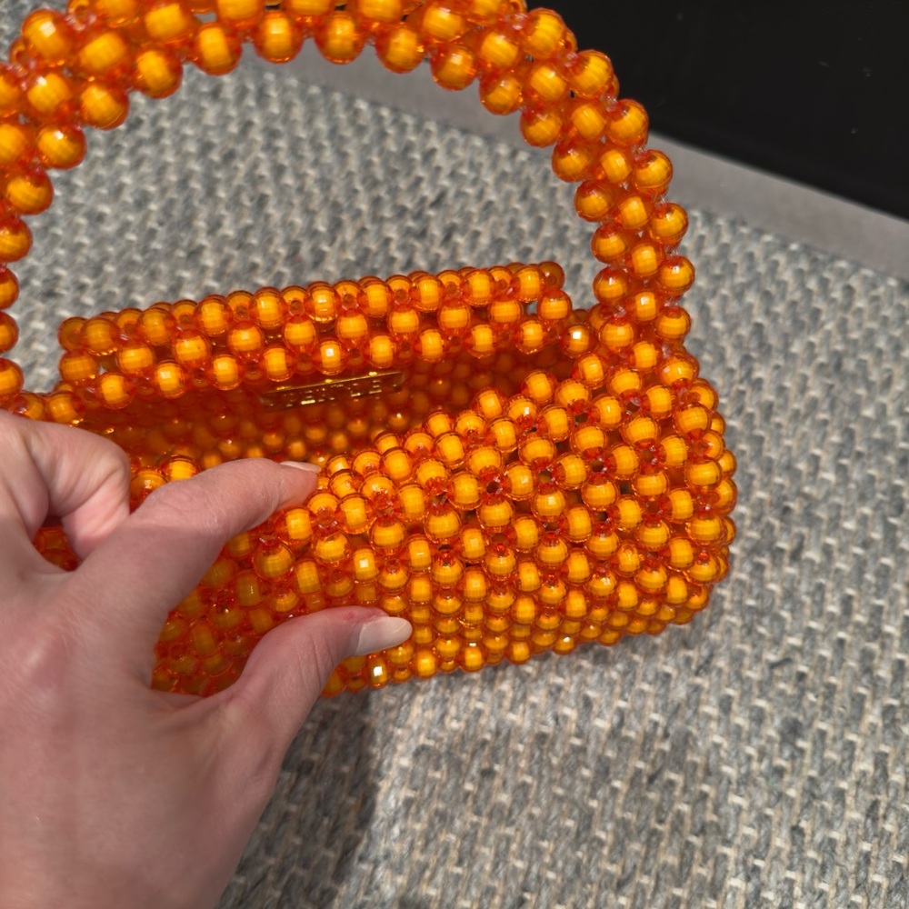Perade Aniya Handcrafted In Nigeria Orange Glass Beaded Handbag - Picture 12 of 12